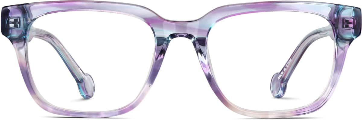 Front view of Kids' Square Glasses 4450517 in Wavelength