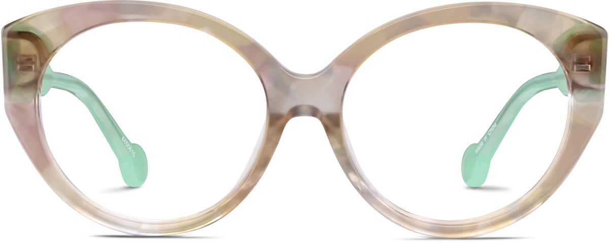 Front view of Kids' Oval Glasses  4450615 in Beige