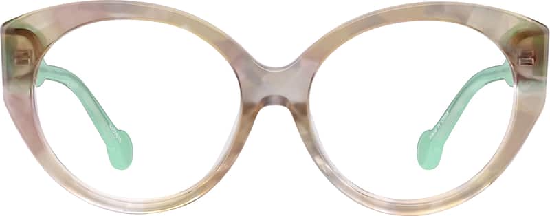 Beige Kids' Oval Glasses 