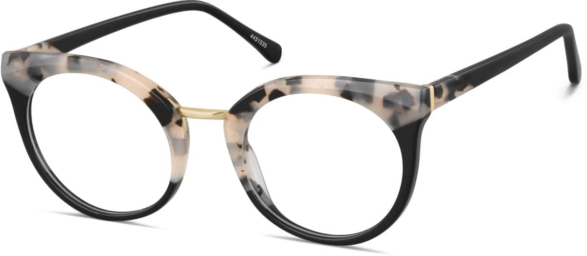 Angle view of Round Glasses 4451535 in Ivory Tortoiseshell