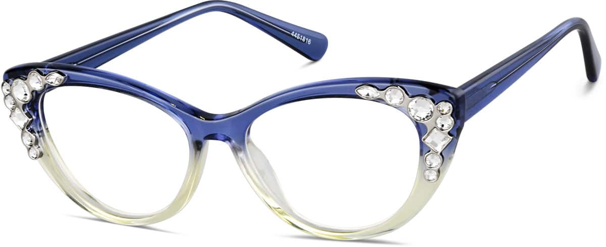 Angle view of Cat-Eye Glasses 4451816 in Blue/Clear