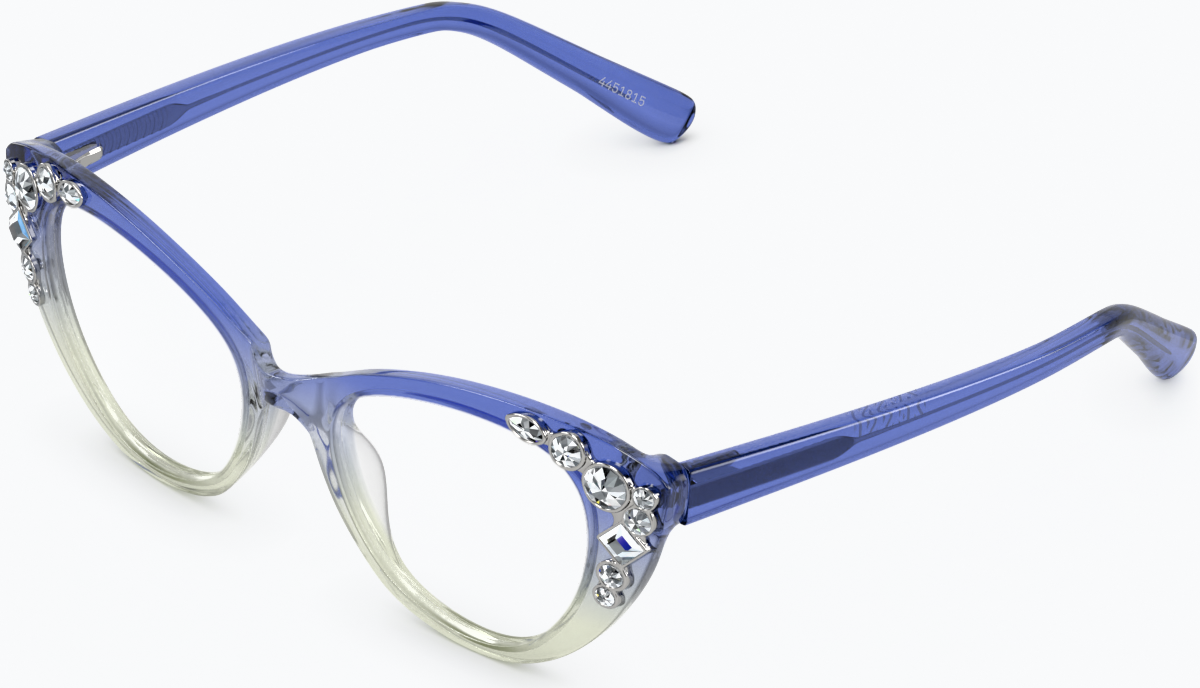 Angle view of Cat-Eye Glasses 4451816 in Blue/Clear thumbnail