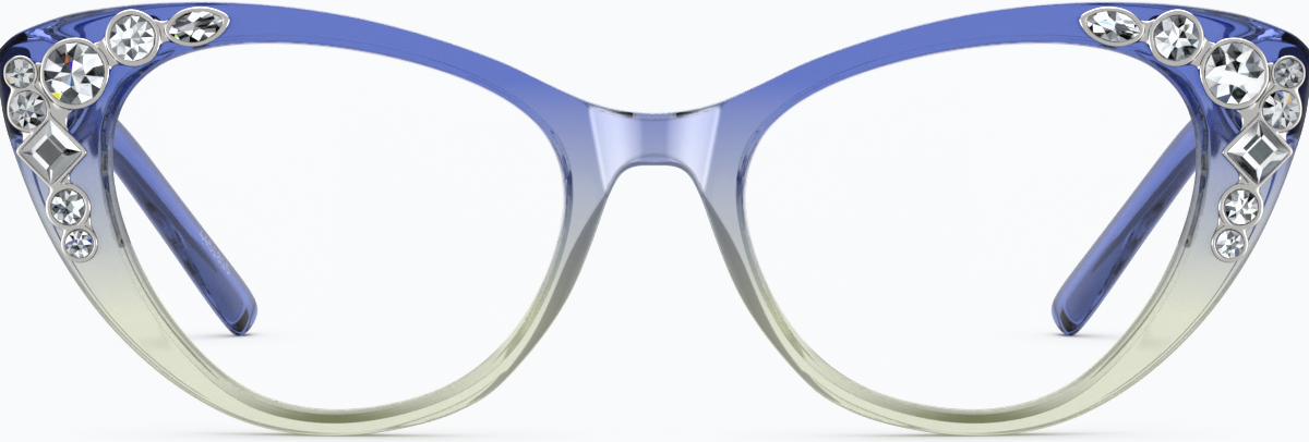Front view of Cat-Eye Glasses 4451816 in Blue/Clear thumbnail