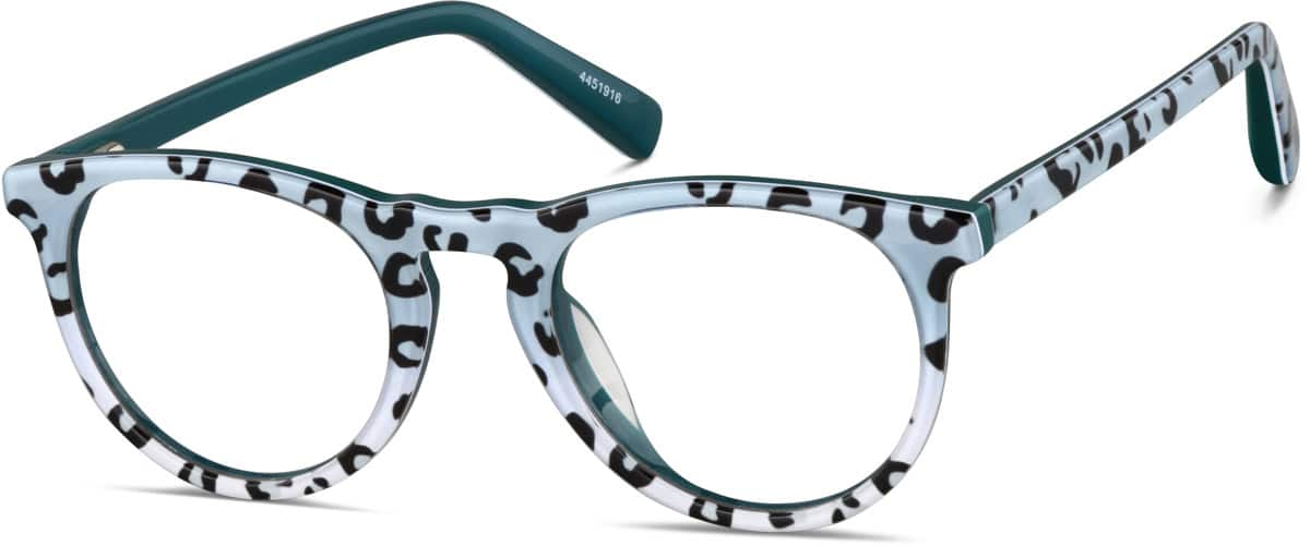 Angle view of Kids' Round Glasses 4451916 in Blue Cheetah