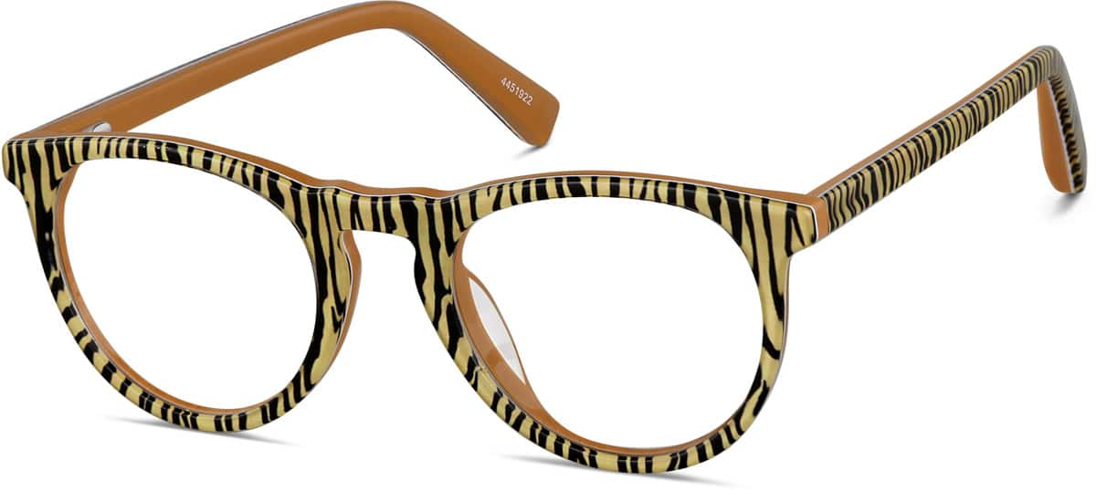 Angle view of Kids' Round Glasses 4451922 in Yellow Tiger