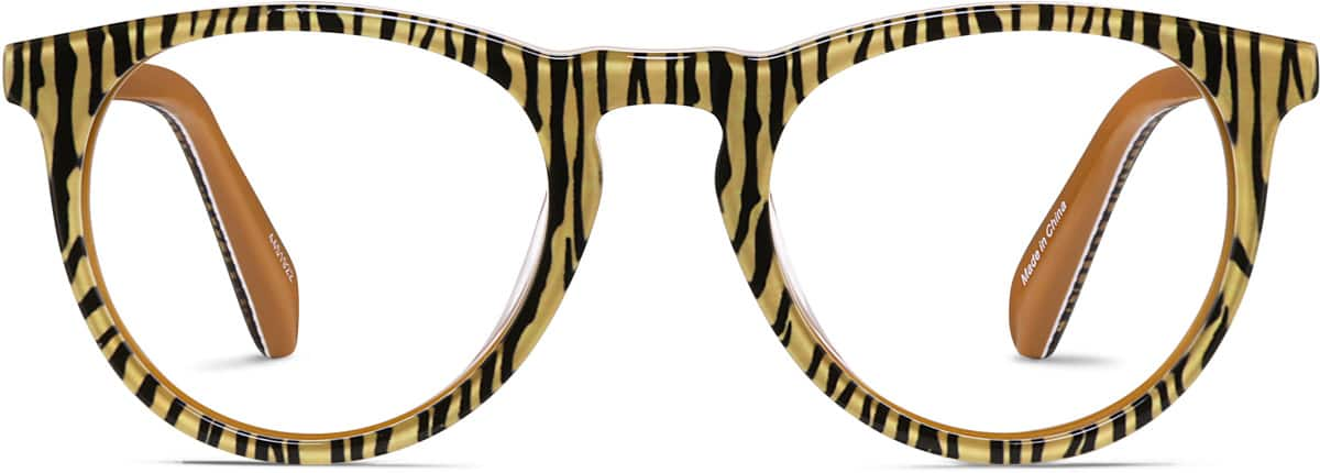 Front view of Kids' Round Glasses 4451922 in Yellow Tiger