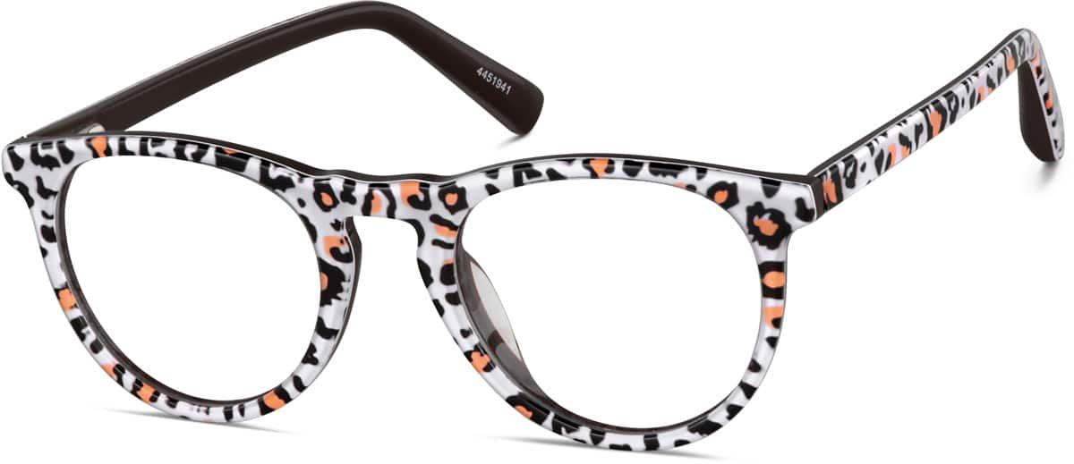 Angle view of Kids' Round Glasses 4451941 in White Cheetah