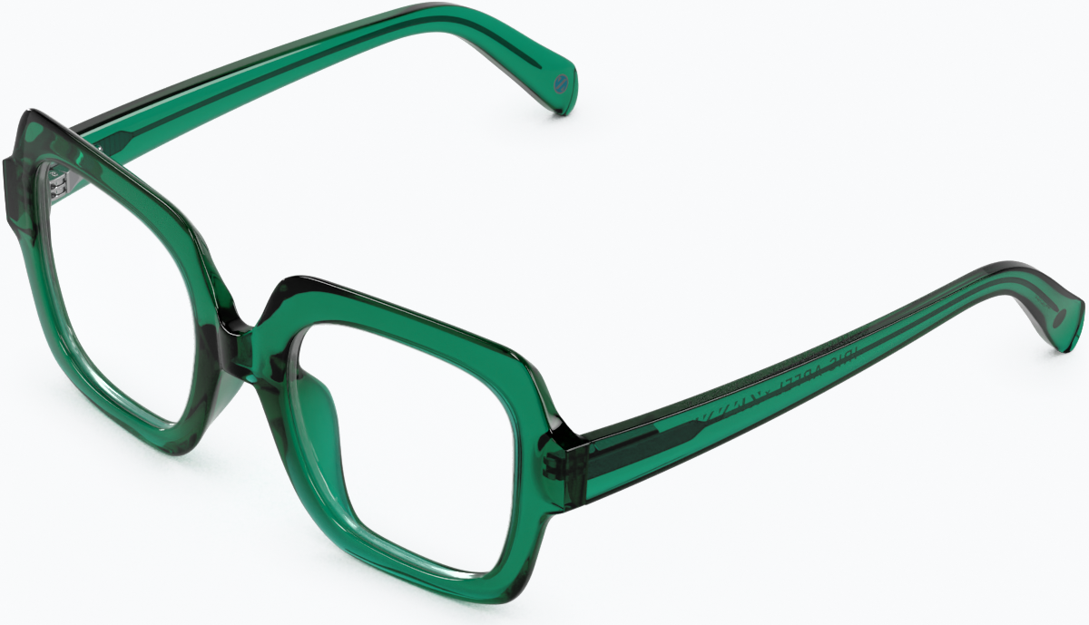 Angle view of Good To Be Square Glasses 4452924 in Emerald thumbnail