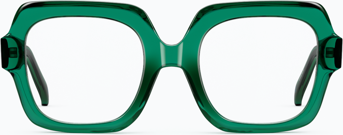 Front view of Good To Be Square Glasses 4452924 in Emerald thumbnail
