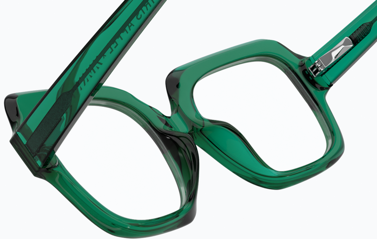 See-through view of Good To Be Square Glasses 4452924 in Emerald thumbnail