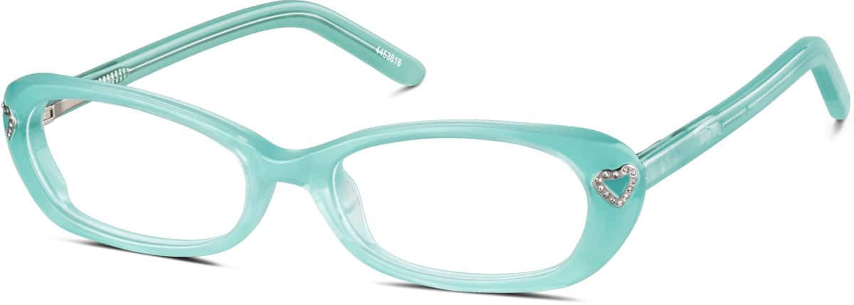 Angle view of Kids' Oval Glasses 4453816 in Seafoam