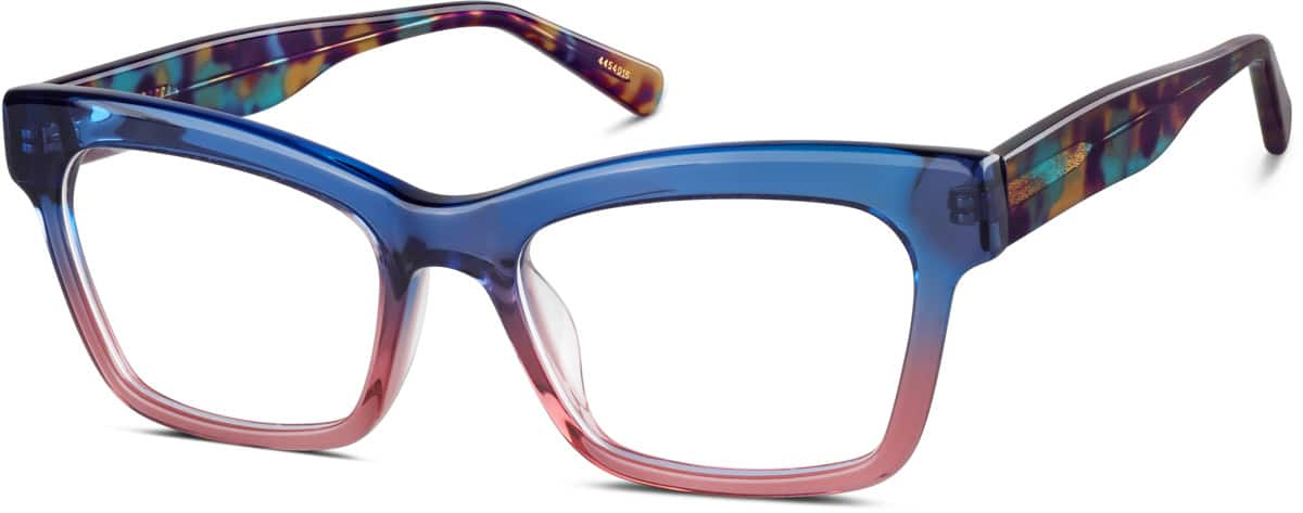 Angle view of Rectangle Glasses 4454016 in Blue