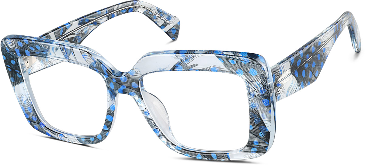 Zenni Women's Square Prescription Glasses Blue Plastic Full Rim Frame