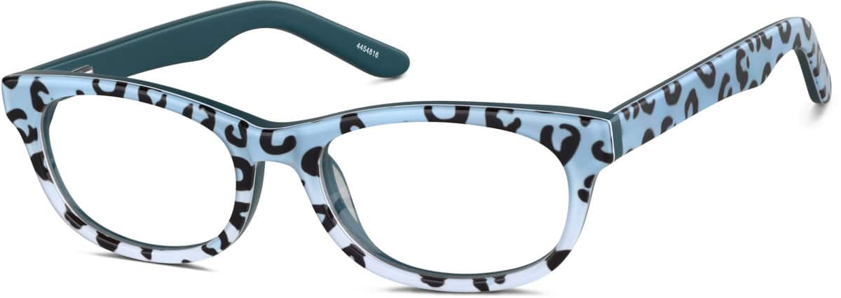 Angle view of Kids' Oval Glasses 4454816 in Blue Leopard