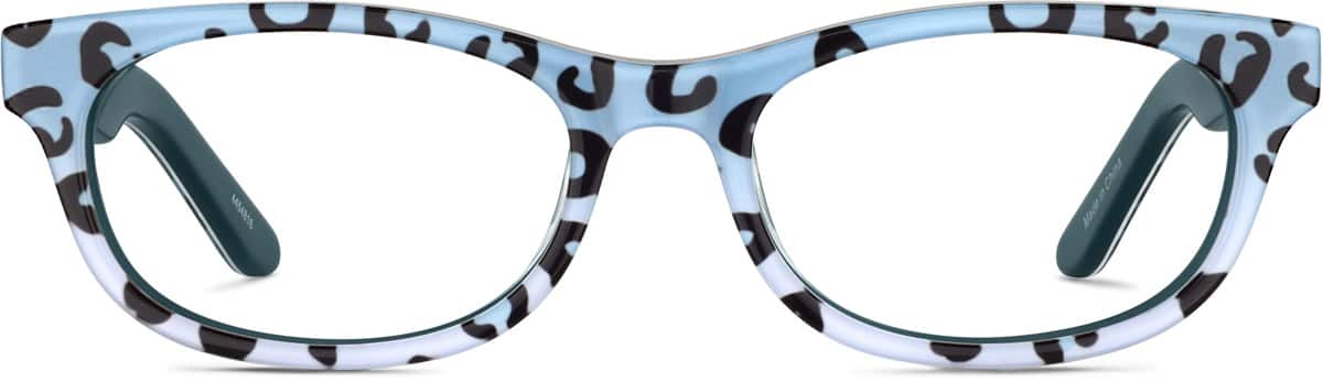 Front view of Kids' Oval Glasses 4454816 in Blue Leopard