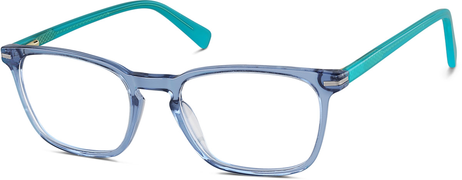 Zenni Rectangle Prescription Glasses Blue Plastic Full Rim Frame