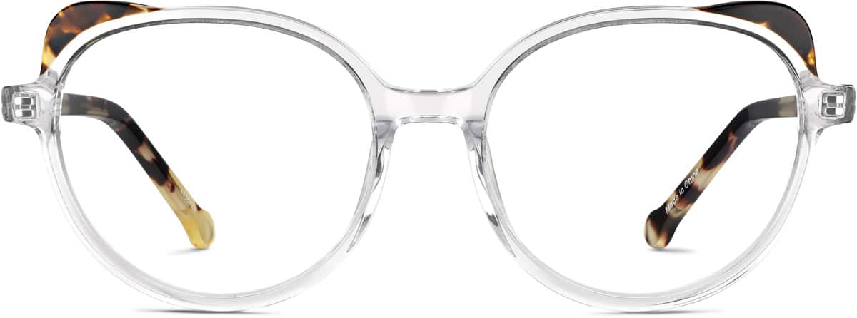 Front view of Kids' Round Glasses 4455423 in Translucent