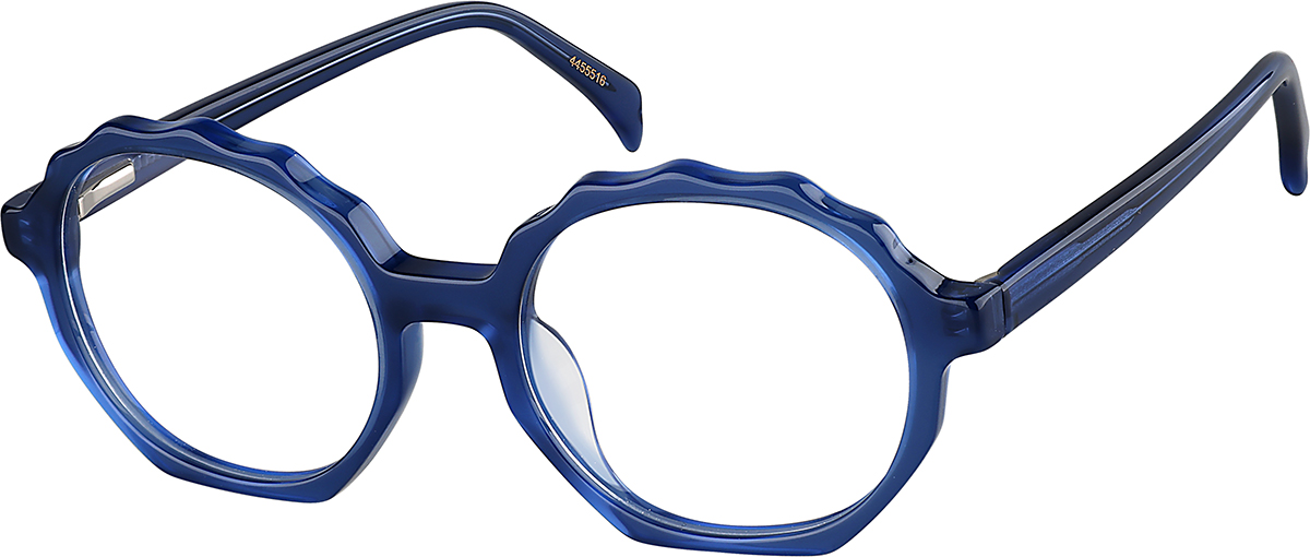 Zenni Girls Round Prescription Glasses Blue Plastic Full Rim Frame