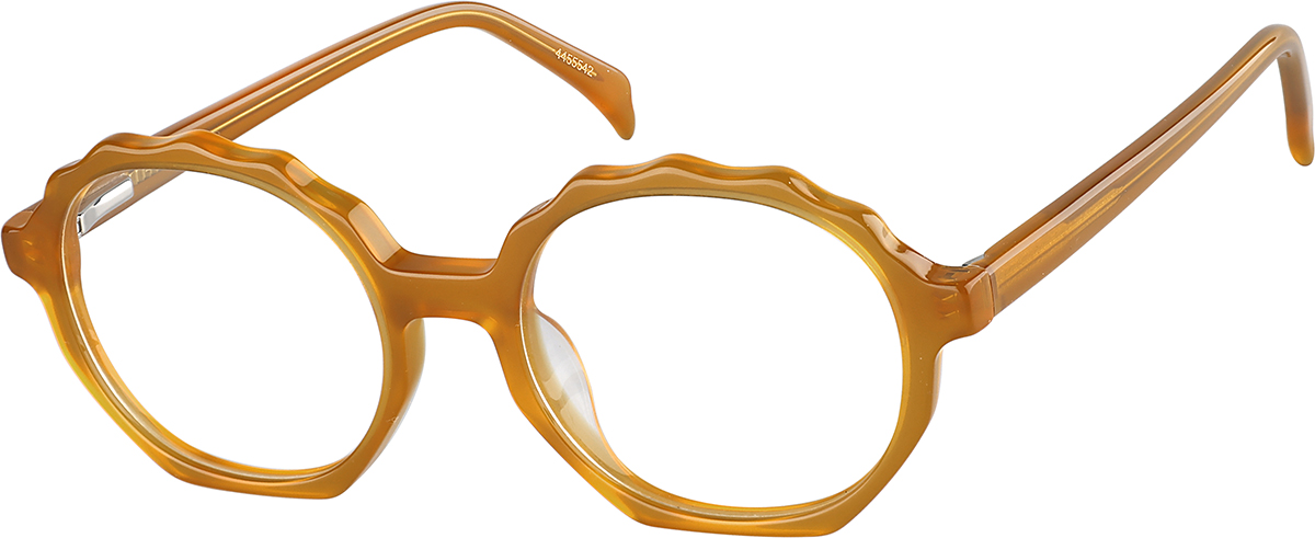 Zenni Womens Round Prescription Glasses Orange Plastic Full Rim Frame