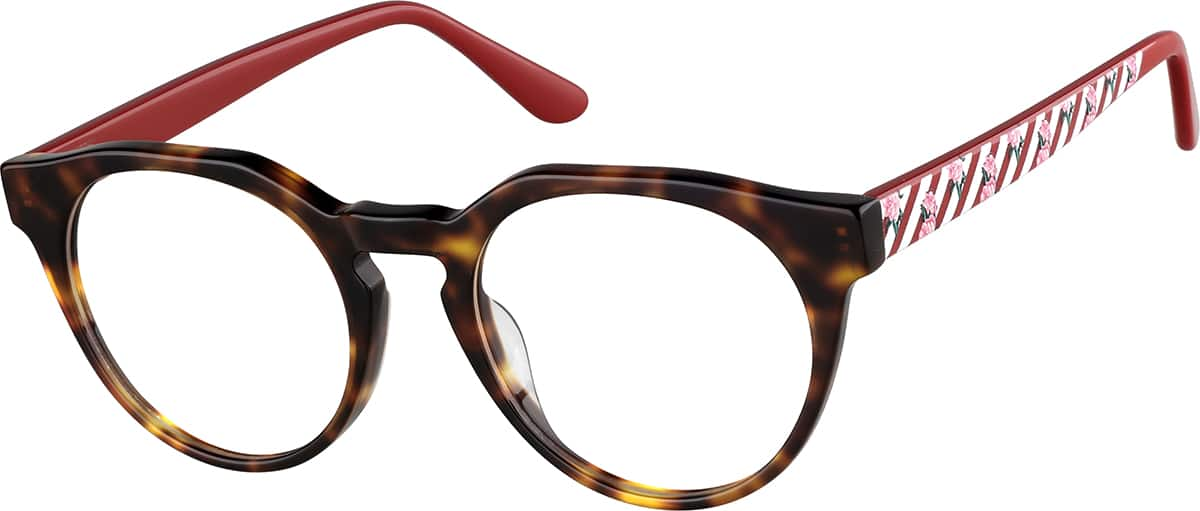 Angle view of Round Glasses 4455825 in Tortoiseshell