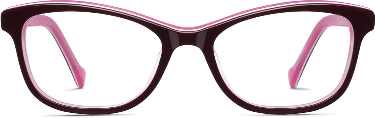 Front view of Kids' Rectangle Glasses 4456518 in Red