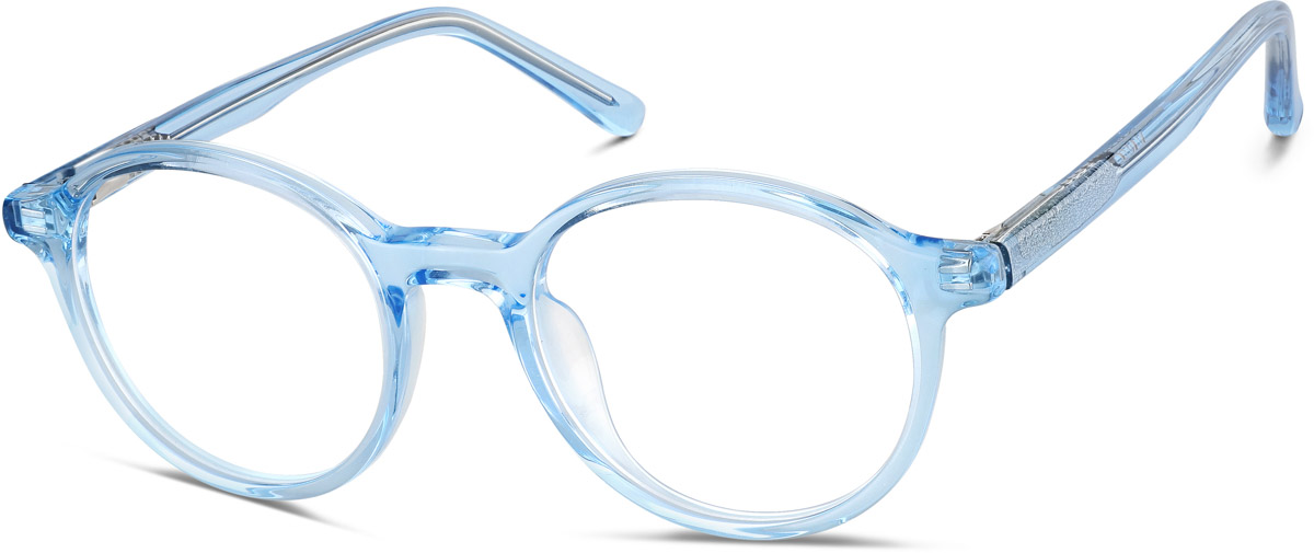 Pep - Round Shiny Crystal Blue Frame Prescription Sunglasses