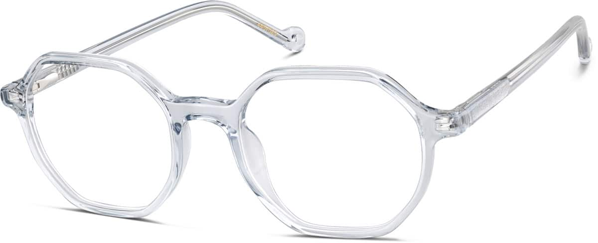 Angle view of Kids' Geometric Glasses 4457023 in Clear