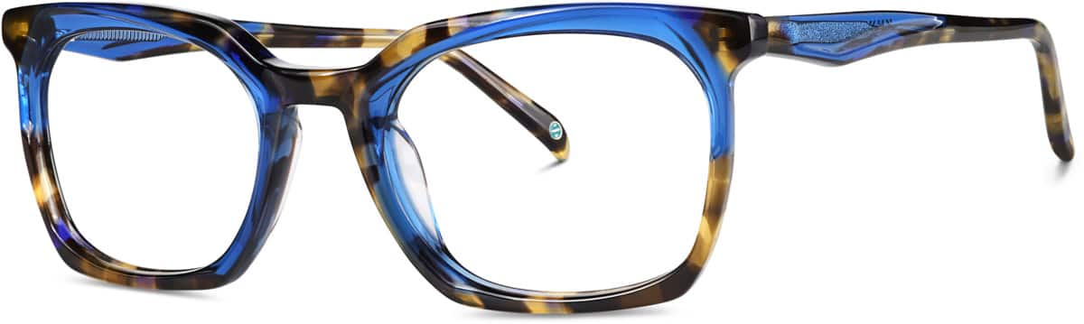 Angle view of Premium Geometric Glasses 4458039 in Blue/Tortoiseshell