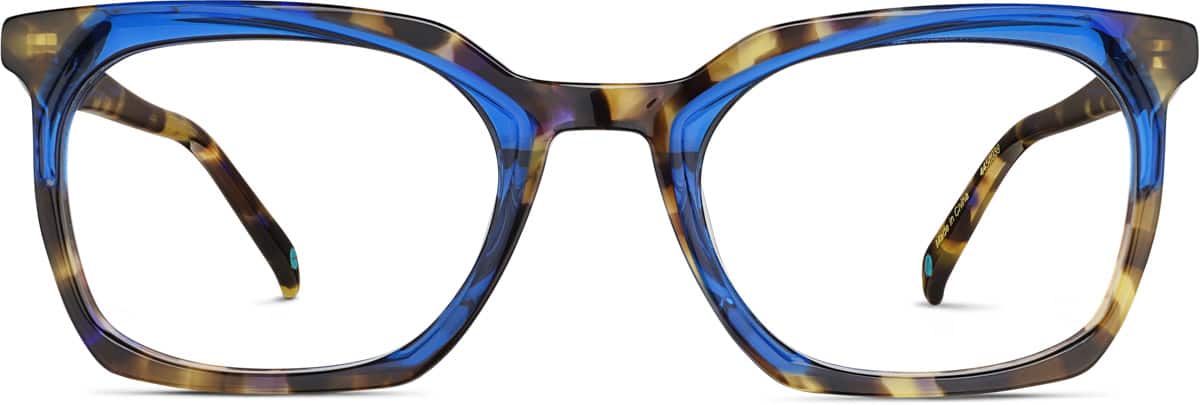 Zenni Geometric Prescription Glasses Pattern Plastic Full Rim Frame, Universal Bridge Fit, Blokz Blue Light Glasses, 4458039