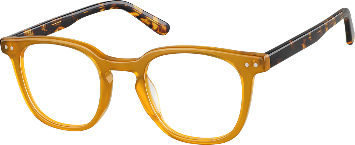 Zenni Square Prescription Glasses Orange Plastic Full Rim Frame