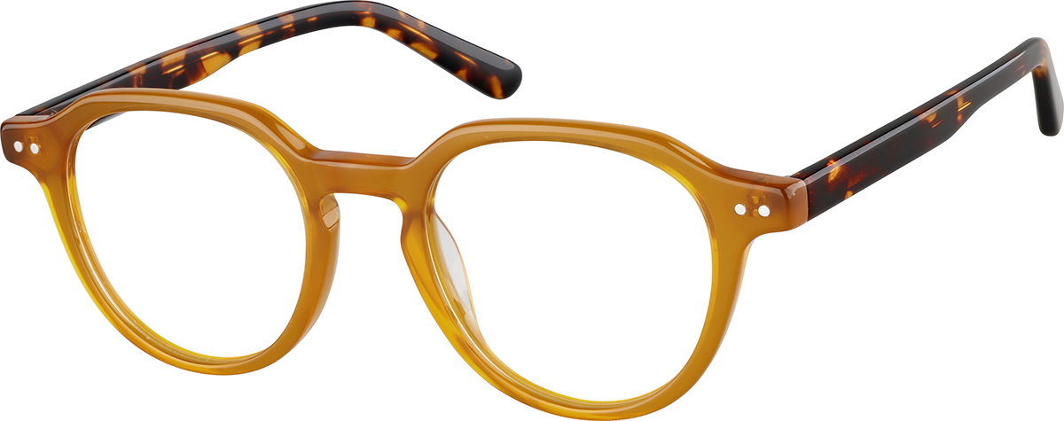 Zenni Round Prescription Glasses Orange Plastic Full Rim Frame