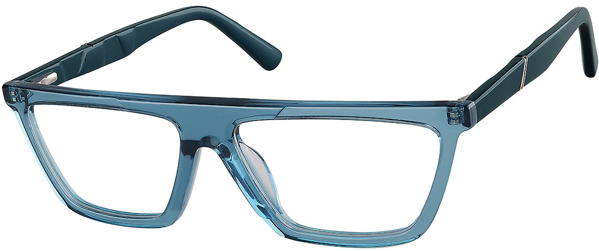 Zenni Vintage Rectangle Prescription Glasses Blue Plastic Full Rim Frame