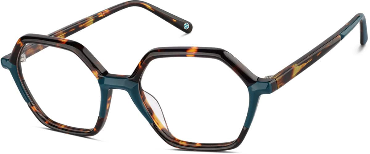 Angle view of Premium Geometric Glasses 4461016 in Blue