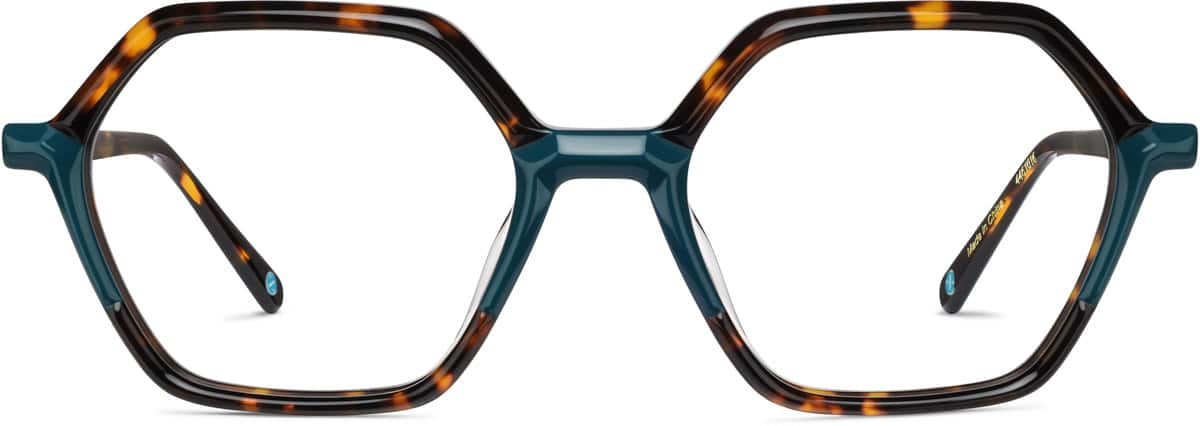 Front view of Premium Geometric Glasses 4461016 in Blue