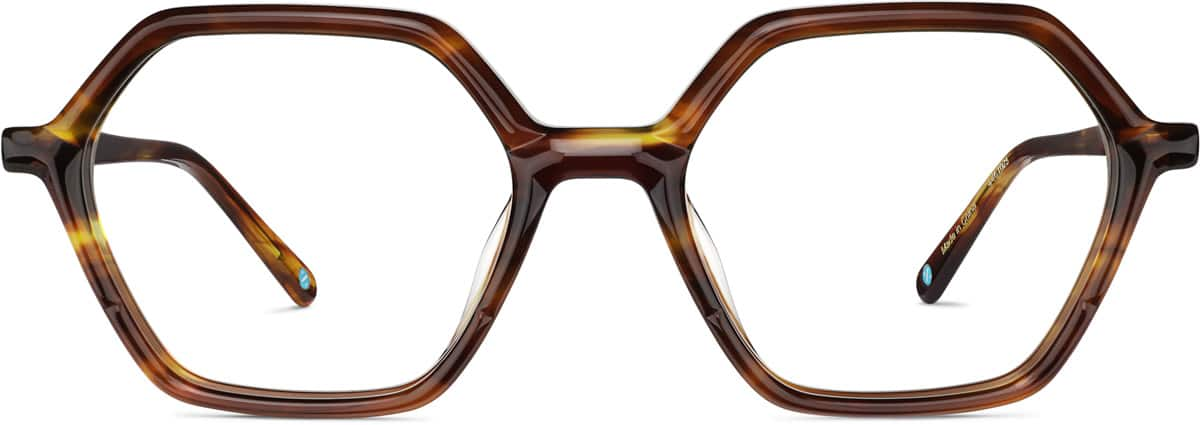 Front view of Premium Geometric Glasses 4461025 in Tortoiseshell