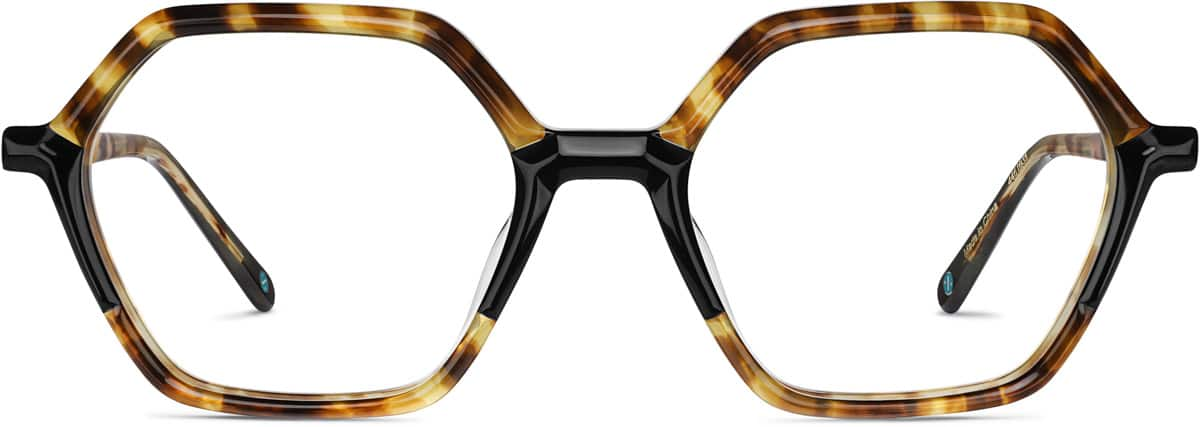 Front view of Premium Geometric Glasses 4461035 in Tortoiseshell