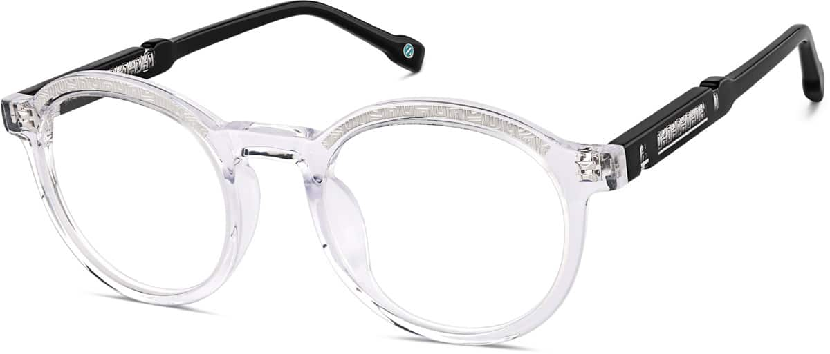 Angle view of Premium Round Glasses 4461123 in Clear