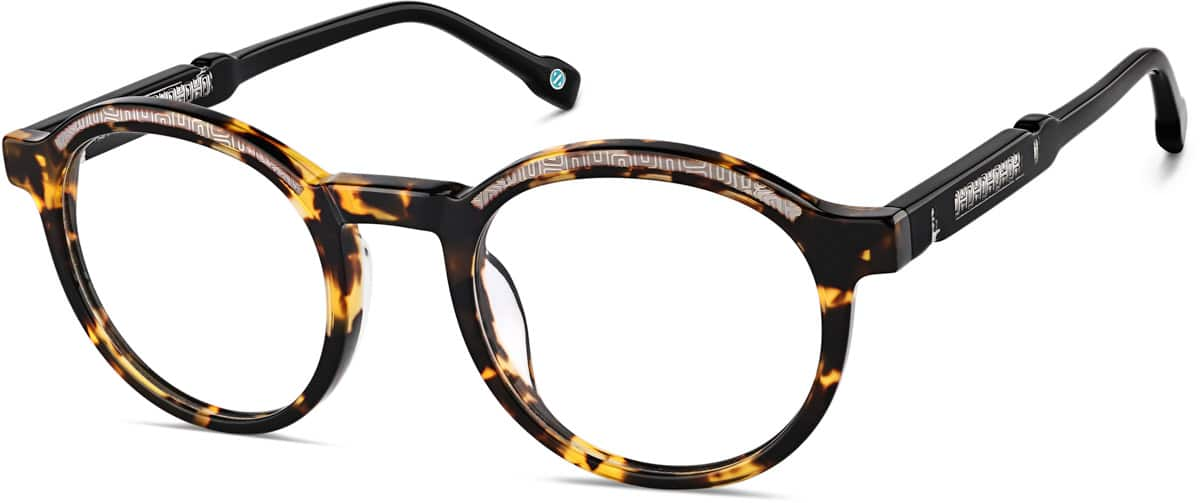 Angle view of Premium Round Glasses 4461125 in Tortoiseshell