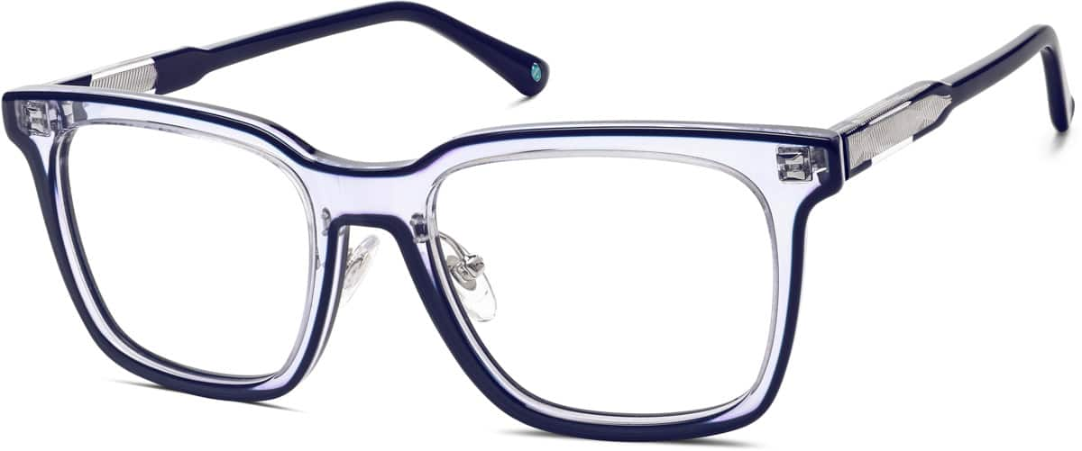 Angle view of Premium Square Glasses 4461216 in Blue