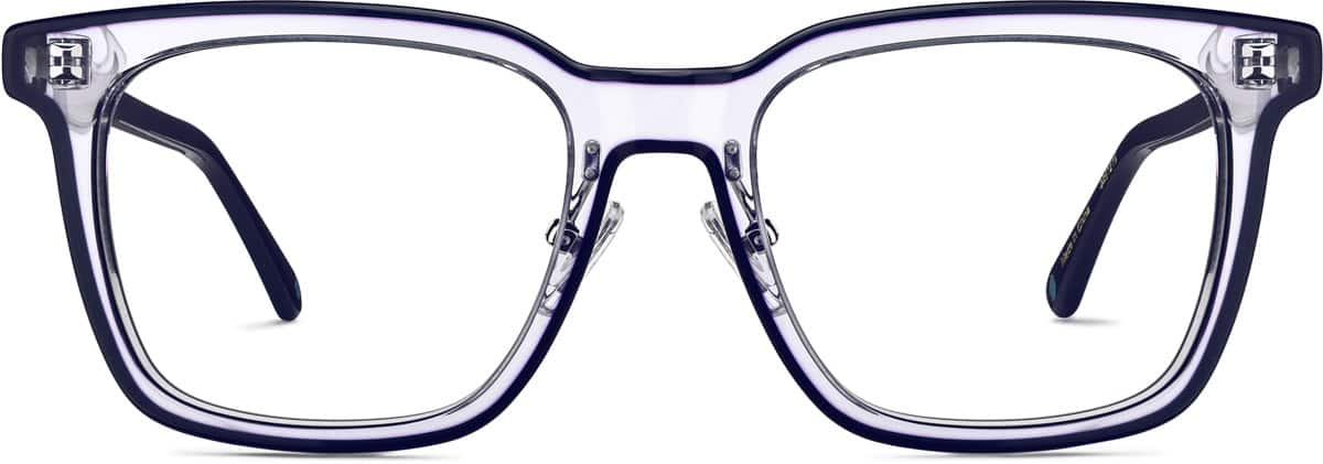 Front view of Premium Square Glasses 4461216 in Blue