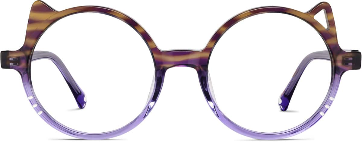 Front view of Kids' Round Glasses 4462317 in Purple