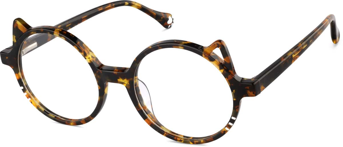 Angle view of Kids' Round Glasses 4462325 in Tortoiseshell