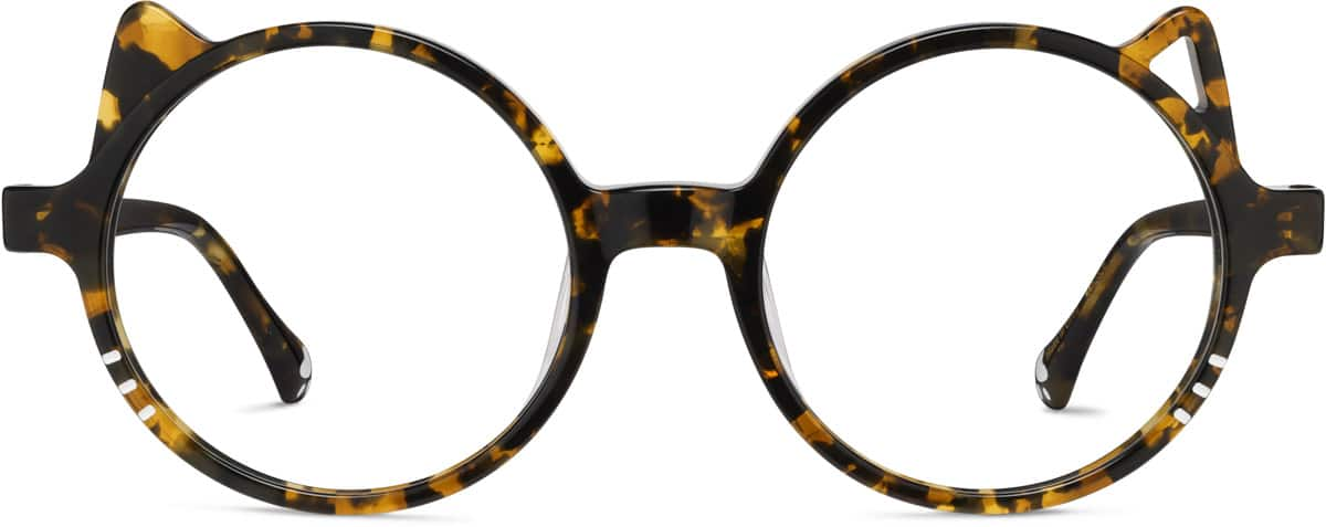 Front view of Kids' Round Glasses 4462325 in Tortoiseshell