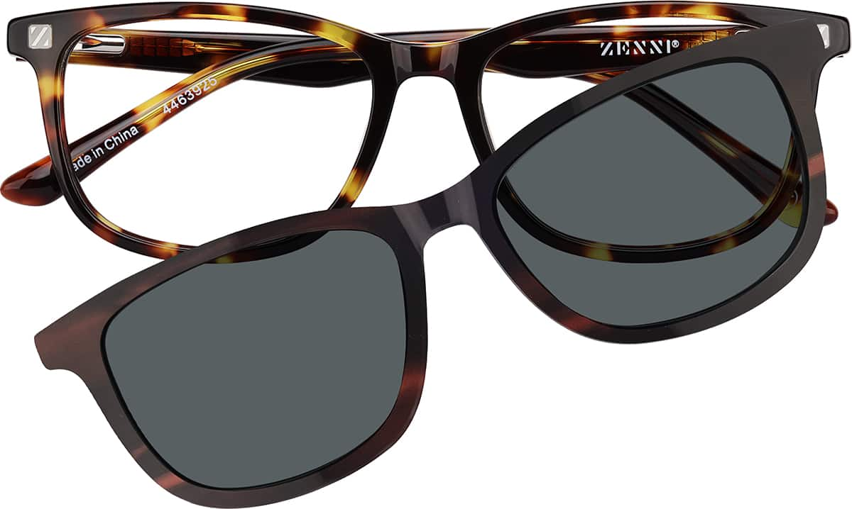 Front view of Kids' Rectangle Magnetic Snap-On Set 4463925 in Tortoiseshell