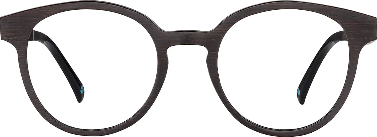 Front view of Round Wooden Glasses 4465721 in Ebony Stain