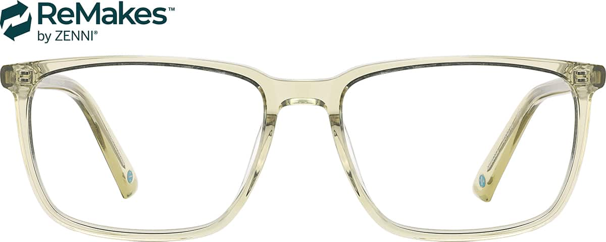 Front view of Rectangle Glasses 4466522 in Yellow