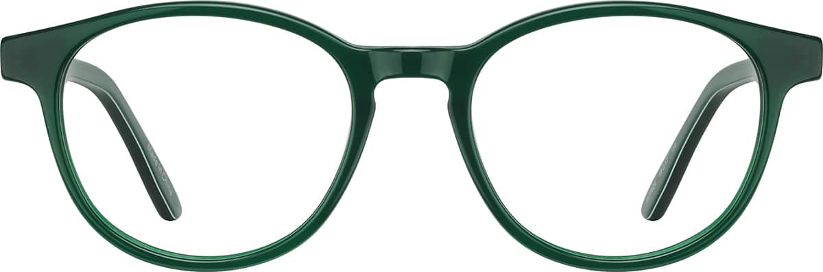 Front view of Kids' Square Glasses 4470624 in Green