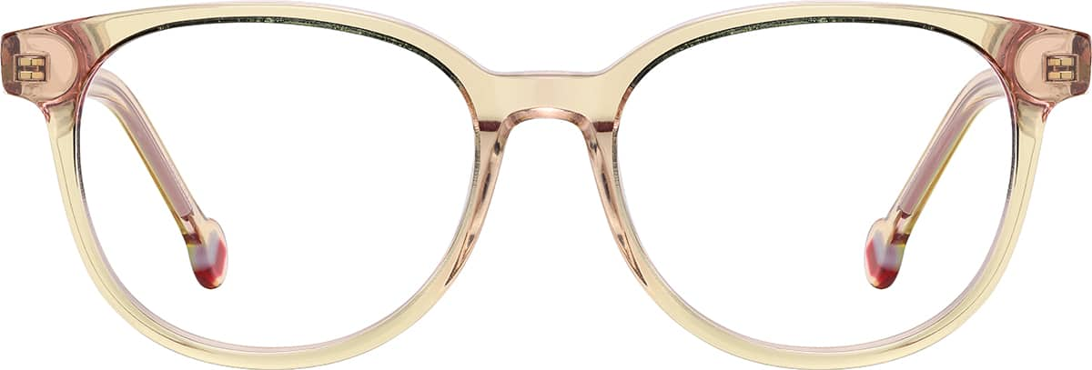 Front view of Kids' Square Glasses 4470922 in Yellow