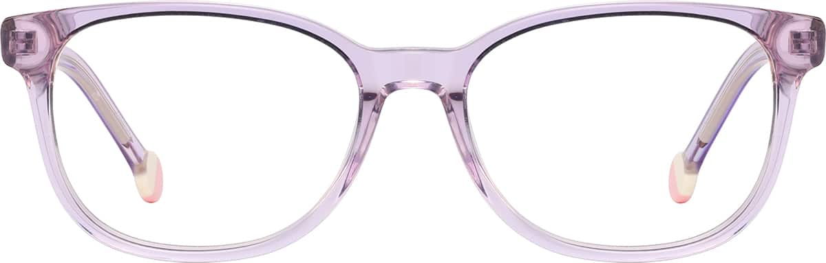 Front view of Kids' Rectangle Glasses 4471417 in Purple