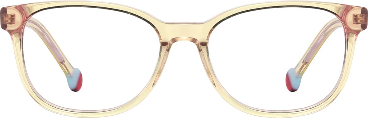 Front view of Kids' Rectangle Glasses 4471422 in Yellow